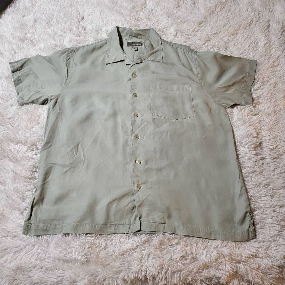 Weekendz off Men's short sleeve button-down celery tencel casual shirt S